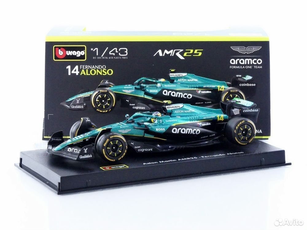 Коллекционная модель Aston Martin F1 AMR25 #14 c фигуркой 1:43